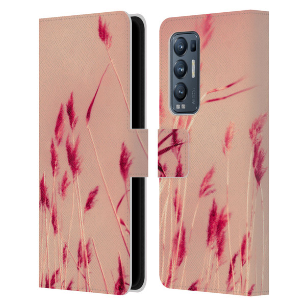 Dorit Fuhg Nature Pink Summer Leather Book Wallet Case Cover For OPPO Find X3 Neo / Reno5 Pro+ 5G