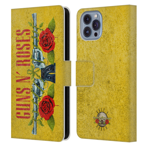 Guns N' Roses Vintage Pistols Leather Book Wallet Case Cover For Apple iPhone 14