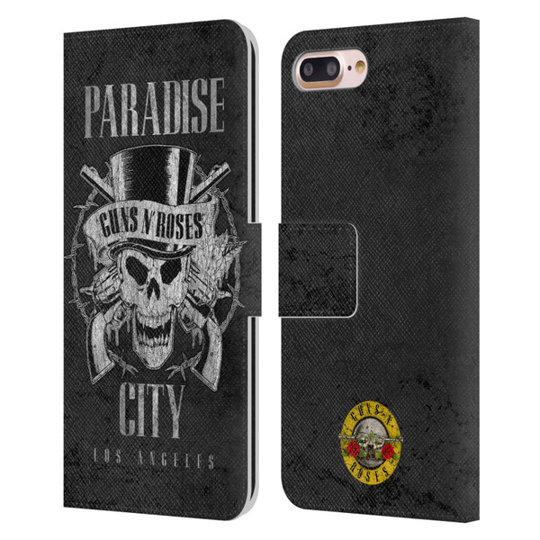 Guns N' Roses Vintage Paradise City Leather Book Wallet Case Cover For Apple iPhone 7 Plus / iPhone 8 Plus