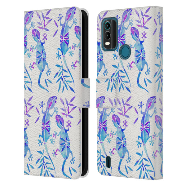 Cat Coquillette Animals 2 Indigo Geckos Leather Book Wallet Case Cover For Nokia G11 Plus