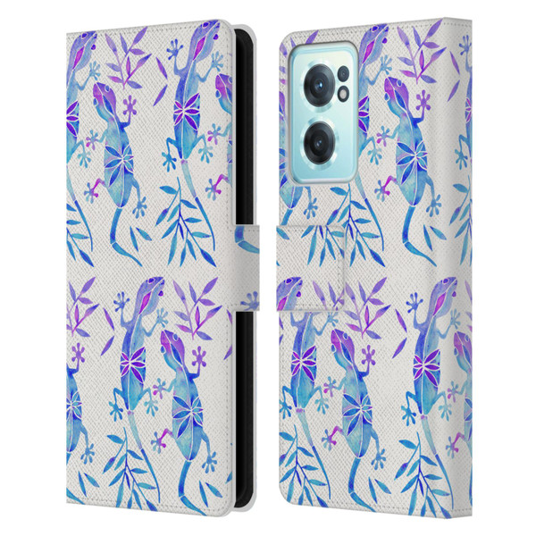 Cat Coquillette Animals 2 Indigo Geckos Leather Book Wallet Case Cover For OnePlus Nord CE 2 5G