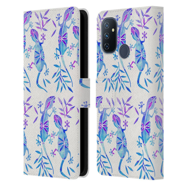 Cat Coquillette Animals 2 Indigo Geckos Leather Book Wallet Case Cover For OnePlus Nord N100
