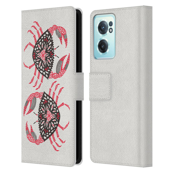 Cat Coquillette Sea Pink Crab Leather Book Wallet Case Cover For OnePlus Nord CE 2 5G