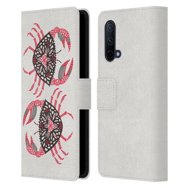 Cat Coquillette Sea Pink Crab Leather Book Wallet Case Cover For OnePlus Nord CE 5G