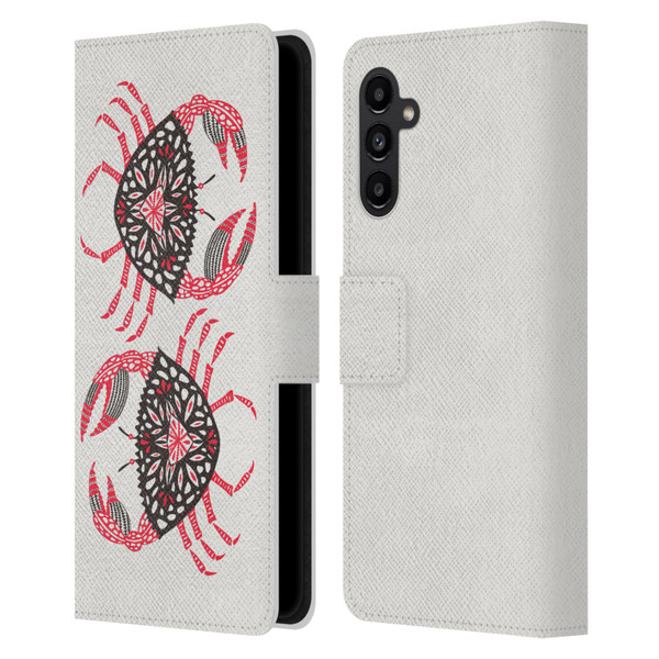 Cat Coquillette Sea Pink Crab Leather Book Wallet Case Cover For Samsung Galaxy A13 5G (2021)