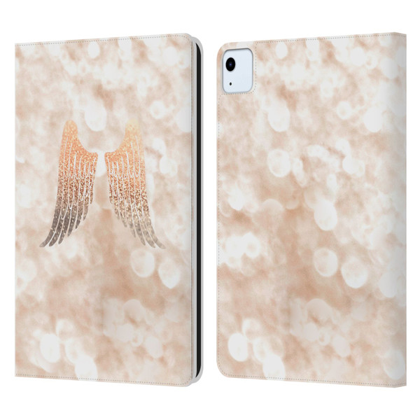 Monika Strigel Champagne Gold Wings Leather Book Wallet Case Cover For Apple iPad Air 11 2020/2022/2024
