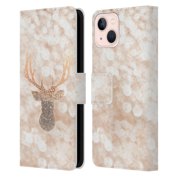 Monika Strigel Champagne Gold Deer Leather Book Wallet Case Cover For Apple iPhone 13