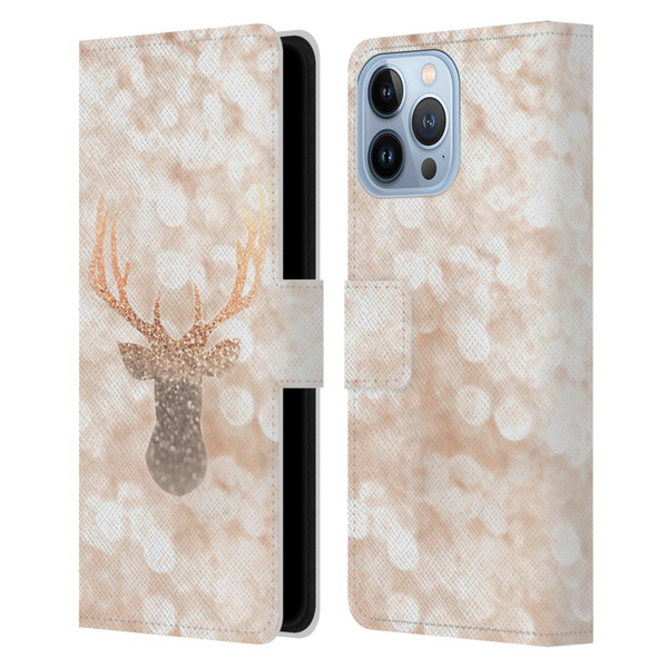 Monika Strigel Champagne Gold Deer Leather Book Wallet Case Cover For Apple iPhone 13 Pro Max