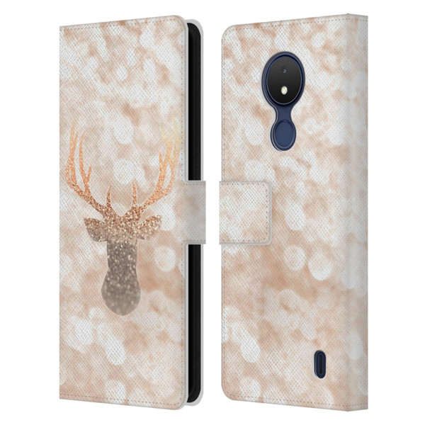 Monika Strigel Champagne Gold Deer Leather Book Wallet Case Cover For Nokia C21
