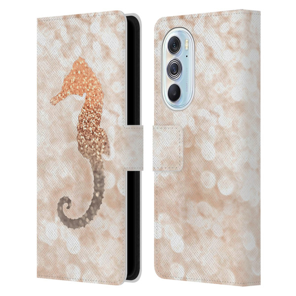 Monika Strigel Champagne Gold Seahorse Leather Book Wallet Case Cover For Motorola Edge X30