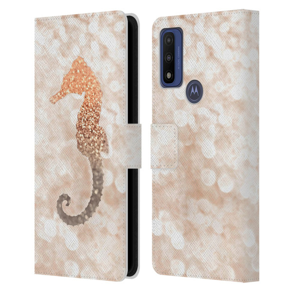 Monika Strigel Champagne Gold Seahorse Leather Book Wallet Case Cover For Motorola G Pure