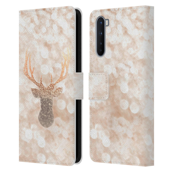 Monika Strigel Champagne Gold Deer Leather Book Wallet Case Cover For OnePlus Nord 5G