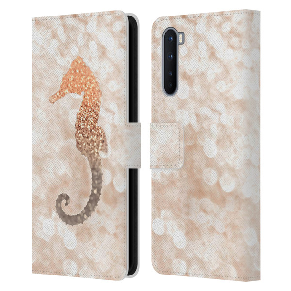 Monika Strigel Champagne Gold Seahorse Leather Book Wallet Case Cover For OnePlus Nord 5G