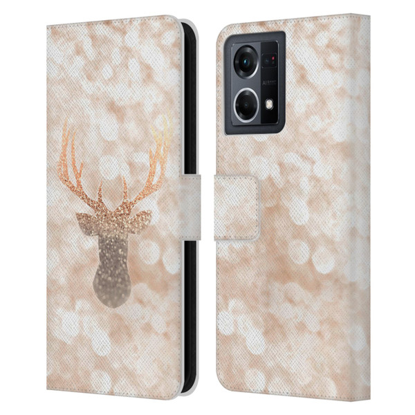 Monika Strigel Champagne Gold Deer Leather Book Wallet Case Cover For OPPO Reno8 4G