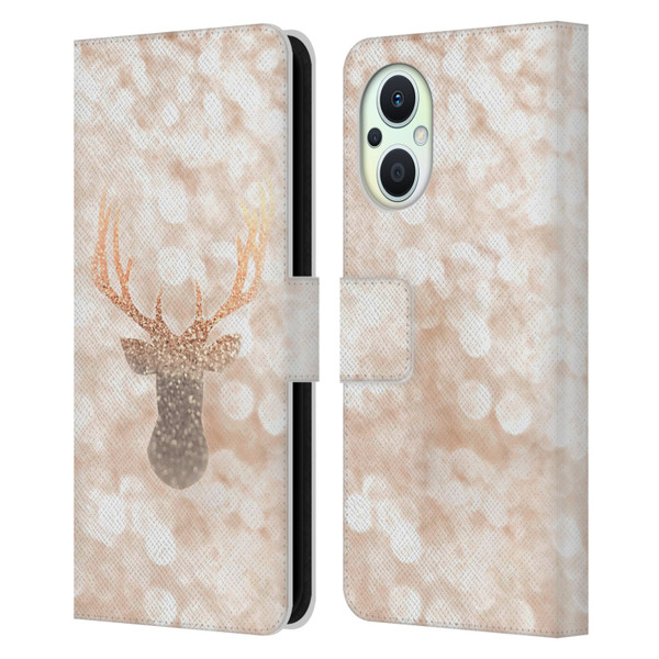 Monika Strigel Champagne Gold Deer Leather Book Wallet Case Cover For OPPO Reno8 Lite