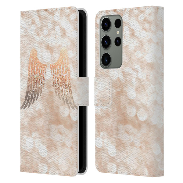 Monika Strigel Champagne Gold Wings Leather Book Wallet Case Cover For Samsung Galaxy S23 Ultra 5G