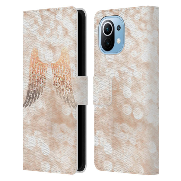 Monika Strigel Champagne Gold Wings Leather Book Wallet Case Cover For Xiaomi Mi 11