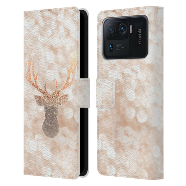 Monika Strigel Champagne Gold Deer Leather Book Wallet Case Cover For Xiaomi Mi 11 Ultra