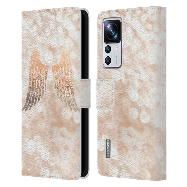 Monika Strigel Champagne Gold Wings Leather Book Wallet Case Cover For Xiaomi 12T Pro