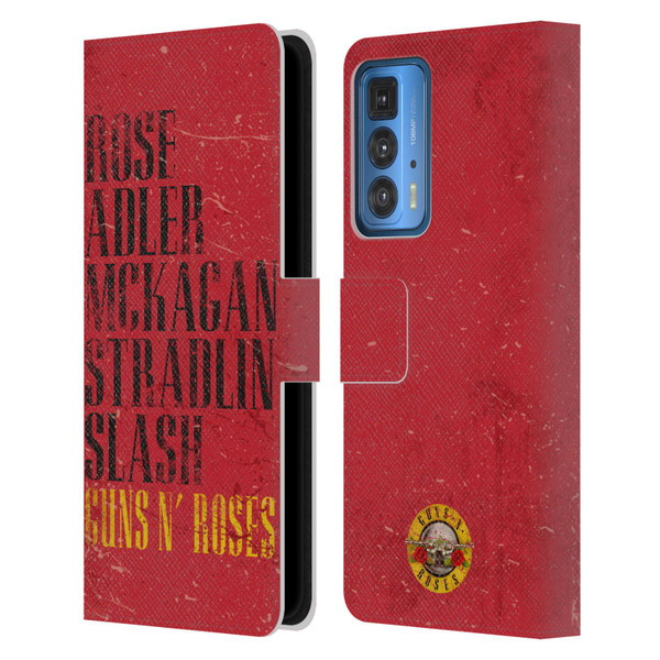Guns N' Roses Vintage Names Leather Book Wallet Case Cover For Motorola Edge 20 Pro