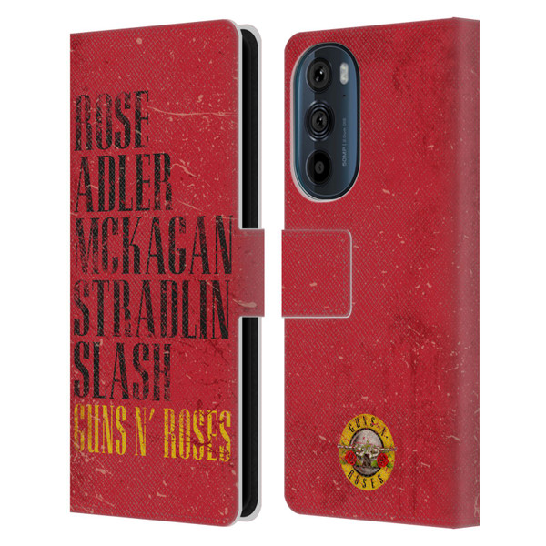 Guns N' Roses Vintage Names Leather Book Wallet Case Cover For Motorola Edge 30