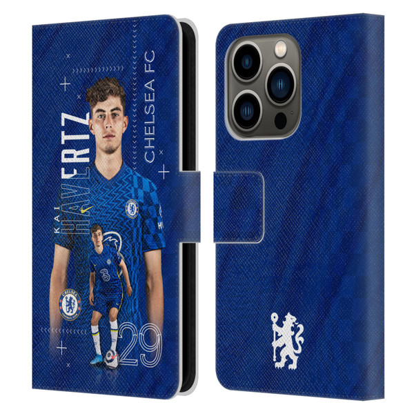 Chelsea Football Club 2021/22 First Team Kai Havertz Leather Book Wallet Case Cover For Apple iPhone 14 Pro