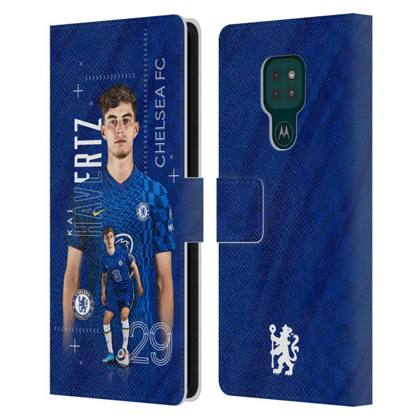 Chelsea Football Club 2021/22 First Team Kai Havertz Leather Book Wallet Case Cover For Motorola Moto G9 Play
