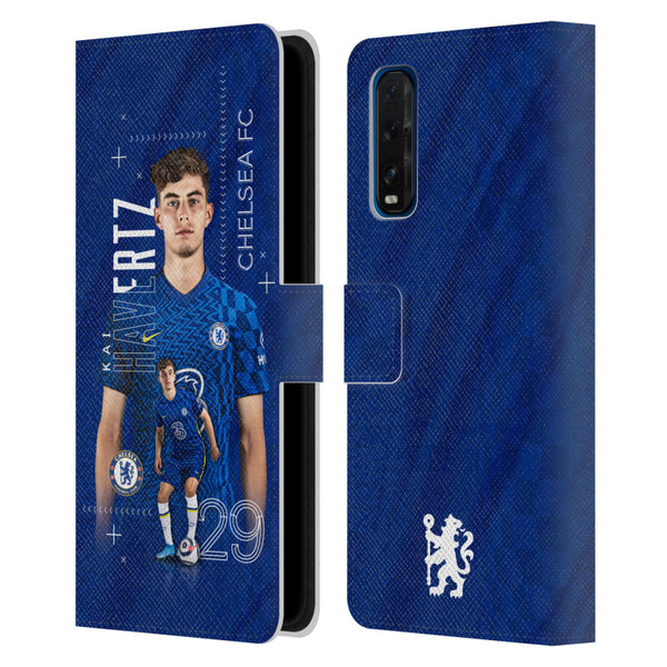 Chelsea Football Club 2021/22 First Team Kai Havertz Leather Book Wallet Case Cover For OPPO Find X3 Neo / Reno5 Pro+ 5G