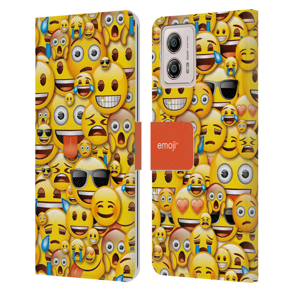 emoji® Full Patterns Smileys Leather Book Wallet Case Cover For Motorola Moto G53 5G