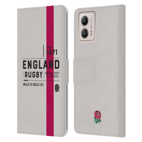 England Rugby Union History Since 1871 Leather Book Wallet Case Cover For Motorola Moto G53 5G