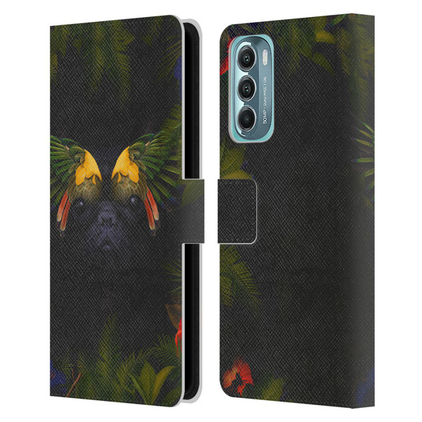 Klaudia Senator French Bulldog 2 Bird Feathers Leather Book Wallet Case Cover For Motorola Moto G Stylus 5G (2022)