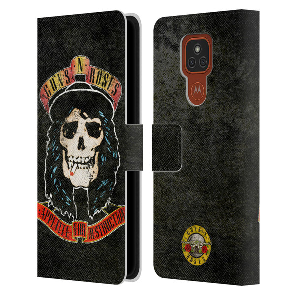Guns N' Roses Vintage Stradlin Leather Book Wallet Case Cover For Motorola Moto E7 Plus