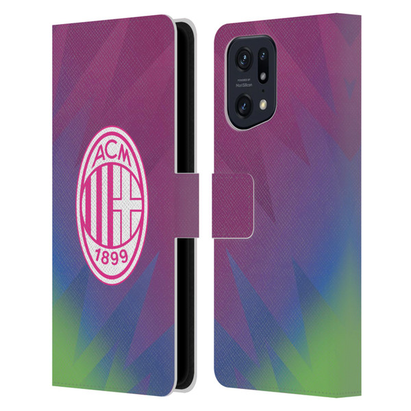 AC Milan 2023/24 Crest Kit Third Leather Book Wallet Case Cover For OPPO Find X5