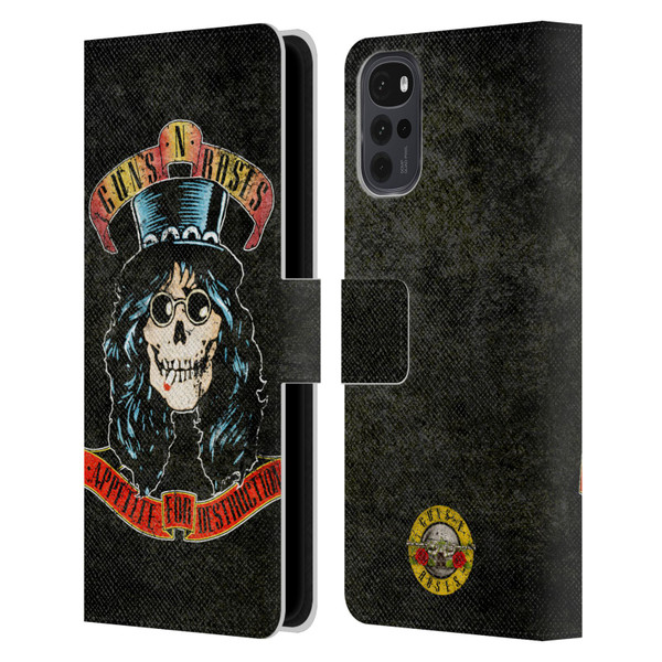 Guns N' Roses Vintage Slash Leather Book Wallet Case Cover For Motorola Moto G22