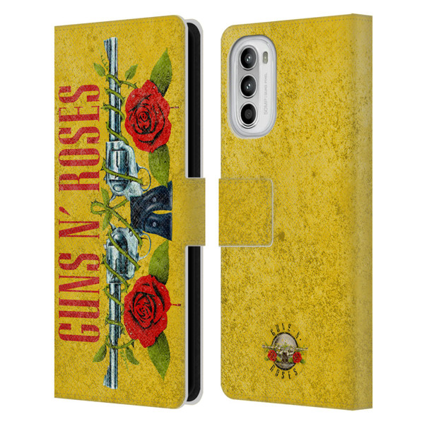 Guns N' Roses Vintage Pistols Leather Book Wallet Case Cover For Motorola Moto G52