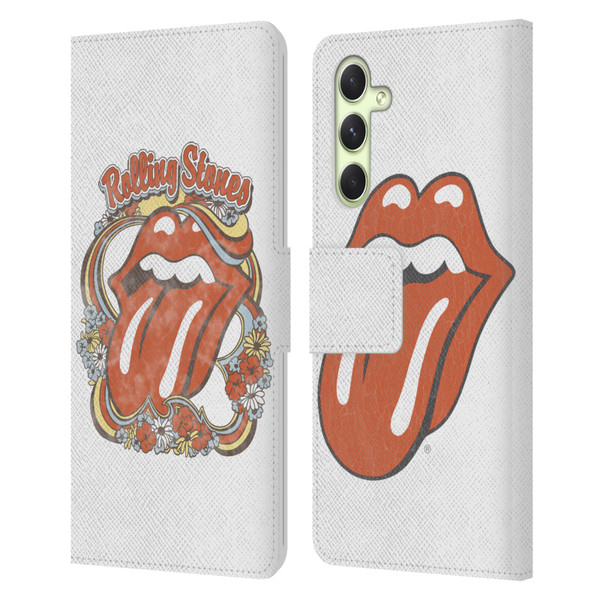 The Rolling Stones Graphics Flowers Tongue Leather Book Wallet Case Cover For Samsung Galaxy A54 5G