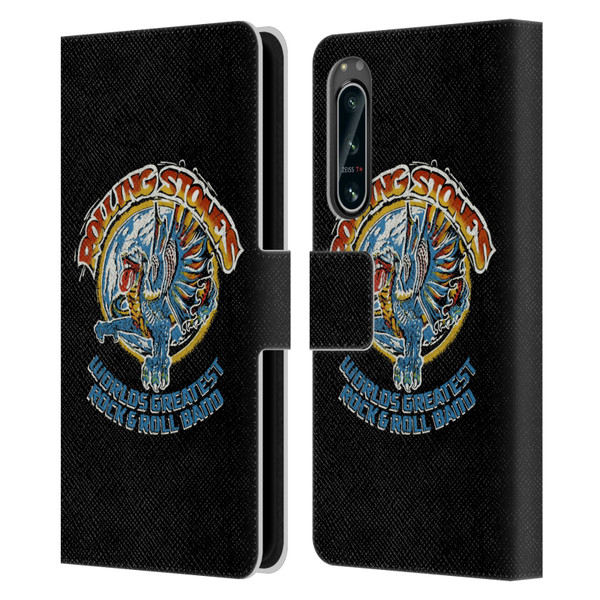 The Rolling Stones Graphics Greatest Rock And Roll Band Leather Book Wallet Case Cover For Sony Xperia 5 IV