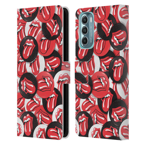 The Rolling Stones Licks Collection Tongue Classic Button Pattern Leather Book Wallet Case Cover For Motorola Moto G Stylus 5G (2022)