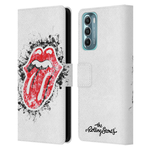 The Rolling Stones Licks Collection Distressed Look Tongue Leather Book Wallet Case Cover For Motorola Moto G Stylus 5G (2022)