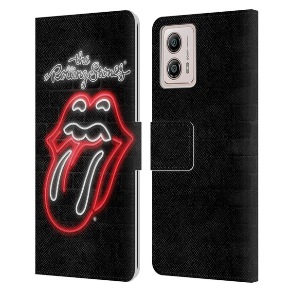 The Rolling Stones Licks Collection Neon Leather Book Wallet Case Cover For Motorola Moto G53 5G