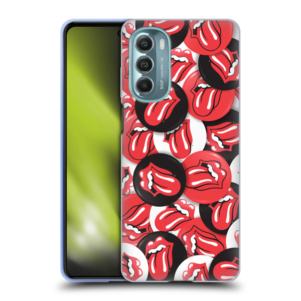 The Rolling Stones Licks Collection Tongue Classic Button Pattern Soft Gel Case for Motorola Moto G Stylus 5G (2022)