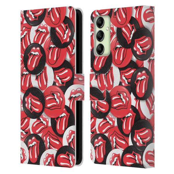 The Rolling Stones Licks Collection Tongue Classic Button Pattern Leather Book Wallet Case Cover For Samsung Galaxy A14 5G