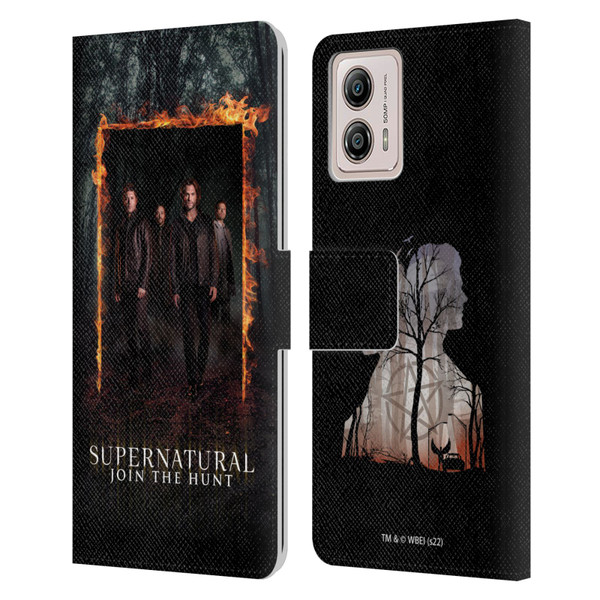Supernatural Key Art Sam, Dean, Castiel & Crowley Leather Book Wallet Case Cover For Motorola Moto G53 5G
