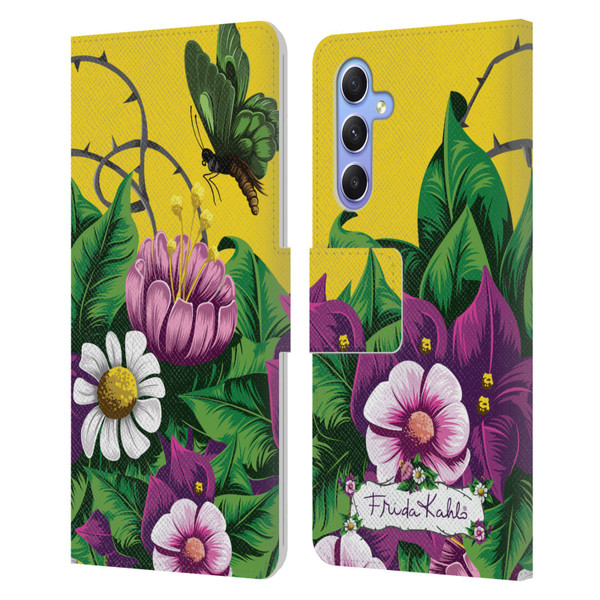 Frida Kahlo Purple Florals Butterfly Leather Book Wallet Case Cover For Samsung Galaxy A34 5G