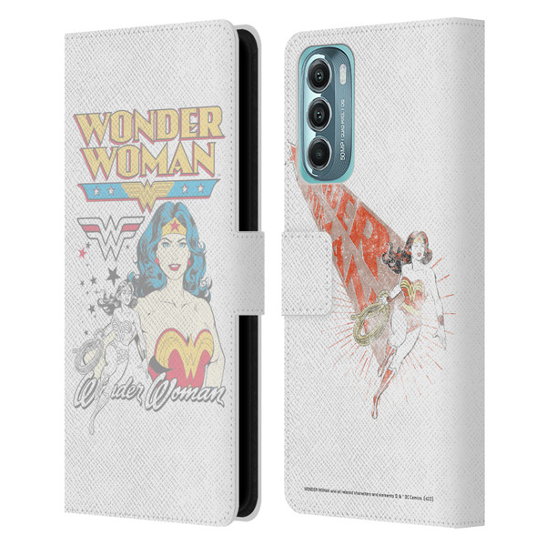 Wonder Woman DC Comics Vintage Art White Leather Book Wallet Case Cover For Motorola Moto G Stylus 5G (2022)