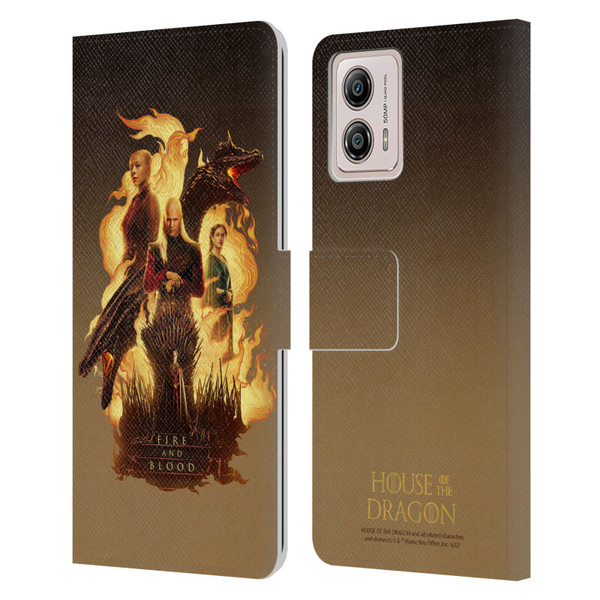 House Of The Dragon: Television Series Art Fire And Blood Leather Book Wallet Case Cover For Motorola Moto G53 5G