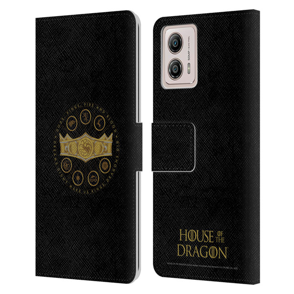 House Of The Dragon: Television Series Graphics Crown Leather Book Wallet Case Cover For Motorola Moto G53 5G