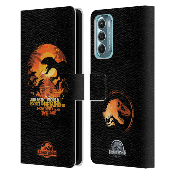 Jurassic World Vector Art Raptors Silhouette Leather Book Wallet Case Cover For Motorola Moto G Stylus 5G (2022)