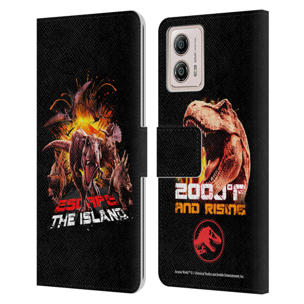 Jurassic World Fallen Kingdom Key Art Dinosaurs Escape Island Leather Book Wallet Case Cover For Motorola Moto G53 5G