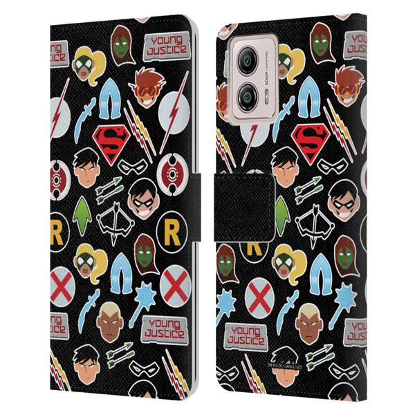 Young Justice Graphics Icons Leather Book Wallet Case Cover For Motorola Moto G53 5G